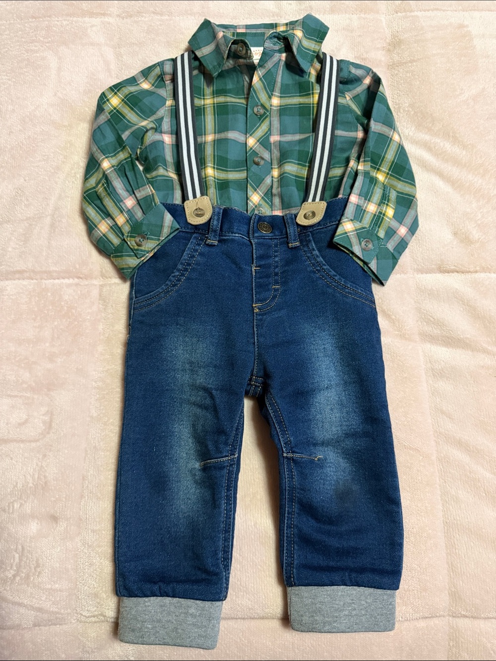 Cat & Jack Blue Denim Jogger Pants‎ with Gray Cuffs